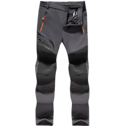 Men's Hiking Pants Trousers Fleece Lined Pants Softshell Pants Winter Outdoor Thermal Warm Windproof Fleece Lining Rain Waterproof Pants / Trousers Bottoms Elastic Waist Black Gray Softshell Hunting