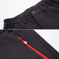 Men's Hiking Pants Trousers Fleece Lined Pants Softshell Pants Winter Outdoor Thermal Warm Windproof Fleece Lining Rain Waterproof Pants / Trousers Bottoms Elastic Waist Black Gray Softshell Hunting