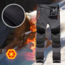 Men's Hiking Pants Trousers Fleece Lined Pants Softshell Pants Winter Outdoor Thermal Warm Windproof Fleece Lining Rain Waterproof Pants / Trousers Bottoms Elastic Waist Black Gray Softshell Hunting