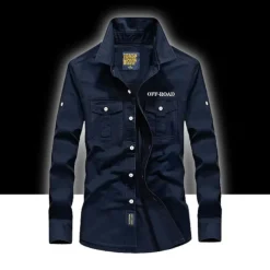 Men's Hiking Shirt / Button Down Shirts Long Sleeve Shirt Top Outdoor Ventilation Multi-Pockets Breathable Quick Dry Summer Classic Cotton Army Green Khaki Blue Camping / Hiking Hunting Fishing