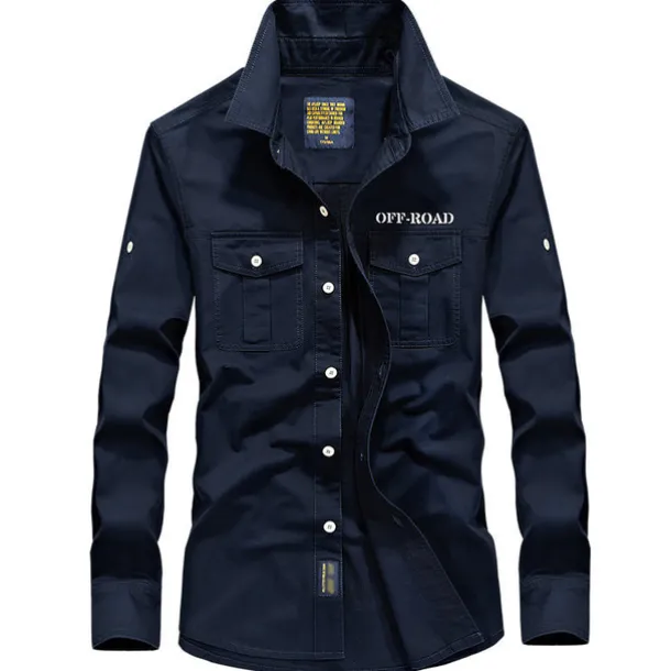 Men's Hiking Shirt / Button Down Shirts Long Sleeve Shirt Top Outdoor Ventilation Multi-Pockets Breathable Quick Dry Summer Classic Cotton Army Green Khaki Blue Camping / Hiking Hunting Fishing