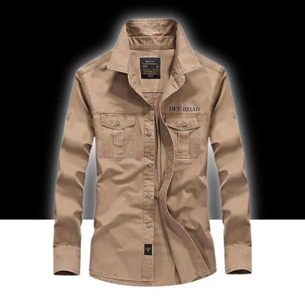 Men's Hiking Shirt / Button Down Shirts Long Sleeve Shirt Top Outdoor Ventilation Multi-Pockets Breathable Quick Dry Summer Classic Cotton Army Green Khaki Blue Camping / Hiking Hunting Fishing