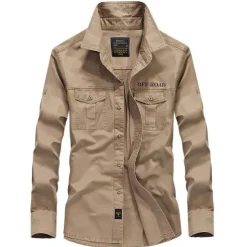 Men's Hiking Shirt / Button Down Shirts Long Sleeve Shirt Top Outdoor Ventilation Multi-Pockets Breathable Quick Dry Summer Classic Cotton Army Green Khaki Blue Camping / Hiking Hunting Fishing