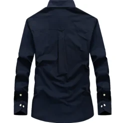 Men's Hiking Shirt / Button Down Shirts Long Sleeve Shirt Top Outdoor Ventilation Multi-Pockets Breathable Quick Dry Summer Classic Cotton Army Green Khaki Blue Camping / Hiking Hunting Fishing