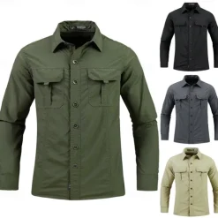 Men's Hiking Shirt Fishing Shirt Outdoor Long Sleeve UPF50+ UV Protection Breathable Quick Dry Sweat wicking Top Summer Spring Outdoor Fishing Daily Wear Black Army Green Khaki
