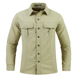 Men's Hiking Shirt Fishing Shirt Outdoor Long Sleeve UPF50+ UV Protection Breathable Quick Dry Sweat wicking Top Summer Spring Outdoor Fishing Daily Wear Black Army Green Khaki