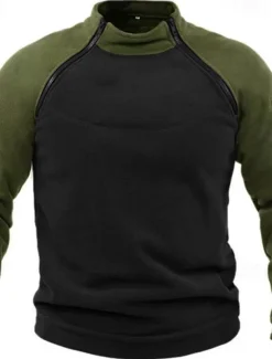 Men's Hiking Sweatshirt Fleece Hoodie Tactical Hoodie Stand Collar Sports & Outdoor Daily Holiday Patchwork Color Block Yellow Red Blue Activewear Streetwear Sport Spring & Fall