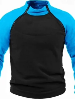 Men's Hiking Sweatshirt Fleece Hoodie Tactical Hoodie Stand Collar Sports & Outdoor Daily Holiday Patchwork Color Block Yellow Red Blue Activewear Streetwear Sport Spring & Fall