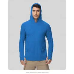 Men's Hiking Tee shirt Long Sleeve Hooded Tee Tshirt Outdoor Stretchy Terylene Dark Grey Black White Fishing Workout