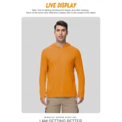 Men's Hiking Tee shirt Long Sleeve Hooded Tee Tshirt Outdoor Stretchy Terylene Dark Grey Black White Fishing Workout