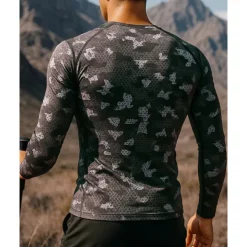 Men's Hiking top Tee shirt Long Sleeve Crew Neck Tee Tshirt Top Outdoor Quick Dry Lightweight Elastic Breathable Pullover Polyester Camo Royal Blue Blue Grey Tennis Golf Running