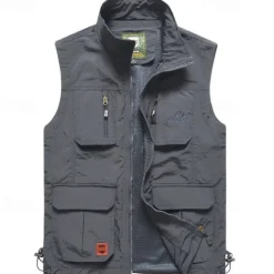 Men's Hiking Vest Hiking Fleece Vest Sleeveless Vest Outdoor Breathable Comfortable Pocket Polyester Black Army Green Khaki Hunting Fishing Climbing