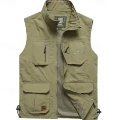 Men's Hiking Vest Hiking Fleece Vest Sleeveless Vest Outdoor Breathable Comfortable Pocket Polyester Black Army Green Khaki Hunting Fishing Climbing