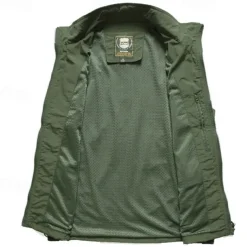 Men's Hiking Vest Hiking Fleece Vest Sleeveless Vest Outdoor Breathable Comfortable Pocket Polyester Black Army Green Khaki Hunting Fishing Climbing