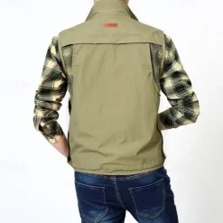 Men's Hiking Vest Hiking Fleece Vest Sleeveless Vest Outdoor Breathable Comfortable Pocket Nylon Black Army Green Navy Blue Hunting Fishing Climbing