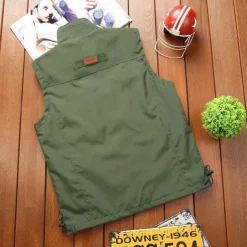 Men's Hiking Vest Hiking Fleece Vest Sleeveless Vest Outdoor Breathable Comfortable Pocket Nylon Black Army Green Navy Blue Hunting Fishing Climbing