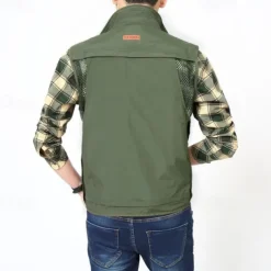 Men's Hiking Vest Hiking Fleece Vest Sleeveless Vest Outdoor Breathable Comfortable Pocket Nylon Black Army Green Navy Blue Hunting Fishing Climbing