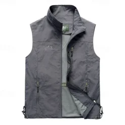 Men's Hiking Vest Hiking Fleece Vest Sleeveless Vest Outdoor Breathable Comfortable Pocket Nylon Black Army Green Navy Blue Hunting Fishing Climbing