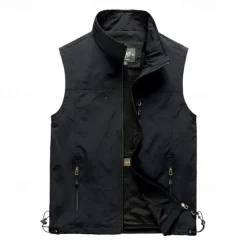 Men's Hiking Vest Hiking Fleece Vest Sleeveless Vest Outdoor Breathable Comfortable Pocket Nylon Black Army Green Navy Blue Hunting Fishing Climbing
