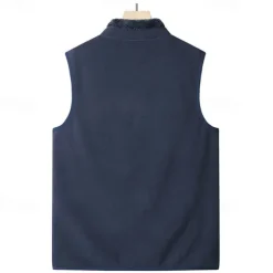Men's Hiking Vest Hiking Fleece Vest Sleeveless Top Outdoor Thermal Warm Fleece Lining Comfortable Winter Pocket Polyester Dark Grey Black Dark Blue Hunting Fishing Climbing