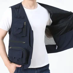 Men's Hiking Vest Hiking Fleece Vest Sleeveless Vest Outdoor Breathable Comfortable Pocket Polyester Black Army Green Red Hunting Fishing Climbing