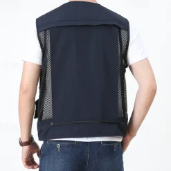 Men's Hiking Vest Hiking Fleece Vest Sleeveless Vest Outdoor Breathable Comfortable Pocket Polyester Black Army Green Red Hunting Fishing Climbing