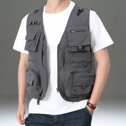 Men's Hiking Vest Hiking Fleece Vest Sleeveless Vest Outdoor Breathable Comfortable Pocket Polyester Black Army Green Red Hunting Fishing Climbing