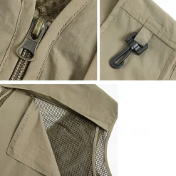 Men's Hiking Vest Hiking Fleece Vest Sleeveless Vest Outdoor Breathable Comfortable Pocket Polyester Black Army Green Red Hunting Fishing Climbing