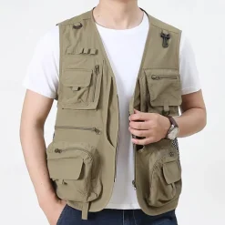 Men's Hiking Vest Hiking Fleece Vest Sleeveless Vest Outdoor Breathable Comfortable Pocket Polyester Black Army Green Red Hunting Fishing Climbing