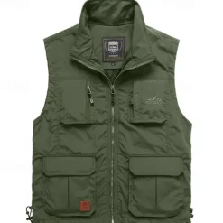 Men's Hiking Vest Hiking Fleece Vest Sleeveless Vest Outdoor Comfortable Breathable Pocket Nylon Black Army Green Navy Blue Hunting Fishing Climbing