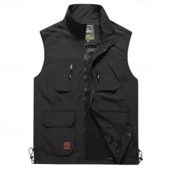 Men's Hiking Vest Hiking Fleece Vest Sleeveless Vest Outdoor Comfortable Breathable Pocket Nylon Black Army Green Navy Blue Hunting Fishing Climbing