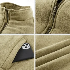 Men's Hiking Vest Hiking Fleece Vest Sleeveless Vest Outdoor Thermal Warm Fleece Lining Comfortable Winter Multiple Pockets Polyester Black Army Green Khaki Hunting Fishing Climbing