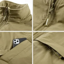 Men's Hiking Vest Hiking Fleece Vest Sleeveless Vest Outdoor Thermal Warm Fleece Lining Comfortable Winter Multiple Pockets Polyester Black Army Green Khaki Hunting Fishing Climbing