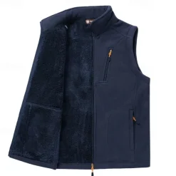 Men's Hiking Vest Hiking Fleece Vest Sleeveless Top Outdoor Thermal Warm Fleece Lining Winter Zipper Pocket Polyester Black Army Green Royal Blue Camping / Hiking / Caving Traveling