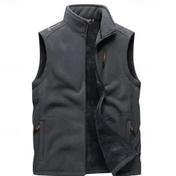 Men's Hiking Vest Hiking Fleece Vest Sleeveless Top Outdoor Thermal Warm Fleece Lining Winter Zipper Pocket Polyester Black Army Green Royal Blue Camping / Hiking / Caving Traveling