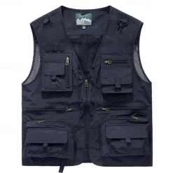 Men's Hiking Vest Hiking Fleece Vest Sleeveless Vest Outdoor Breathable Comfortable Pocket Polyester Black White Army Green Hunting Fishing Climbing