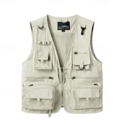 Men's Hiking Vest Hiking Fleece Vest Sleeveless Vest Outdoor Breathable Comfortable Pocket Polyester Black White Army Green Hunting Fishing Climbing