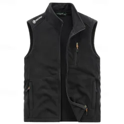 Men's Hiking Vest Hiking Fleece Vest Sleeveless Vest Outdoor Thermal Warm Fleece Lining Comfortable Winter Multiple Pockets Polyester Black Army Green Dark Blue Hunting Fishing Climbing