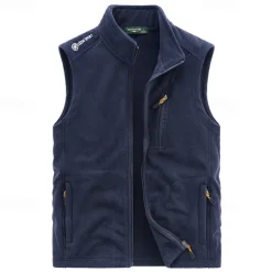 Men's Hiking Vest Hiking Fleece Vest Sleeveless Vest Outdoor Thermal Warm Fleece Lining Comfortable Winter Multiple Pockets Polyester Black Army Green Dark Blue Hunting Fishing Climbing