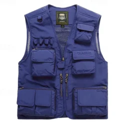 Men's Hiking Vest Hiking Fleece Vest Sleeveless Vest Outdoor Breathable Comfortable Pocket Polyester Dark Grey Black Yellow Hunting Fishing Climbing