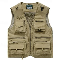 Men's Hiking Vest Hiking Fleece Vest Sleeveless Vest Outdoor Breathable Comfortable Pocket Nylon Black Army Green Red Hunting Fishing Climbing