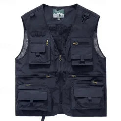 Men's Hiking Vest Hiking Fleece Vest Sleeveless Vest Outdoor Breathable Comfortable Pocket Nylon Black Army Green Red Hunting Fishing Climbing