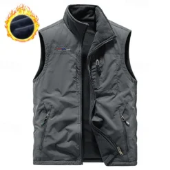 Men's Hiking Vest Hiking Fleece Vest Sleeveless Vest Outdoor Thermal Warm Fleece Lining Comfortable Winter Pocket Polyester Black Army Green Khaki Hunting Fishing Climbing