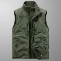Men's Hiking Vest Hiking Fleece Vest Sleeveless Vest Outdoor Thermal Warm Fleece Lining Comfortable Winter Pocket Polyester Black Army Green Khaki Hunting Fishing Climbing