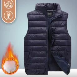 Men's Hiking Vest Padded Hiking Vest Quilted Puffer Vest Sleeveless Vest Outdoor Thermal Warm Breathable Comfortable Winter Pocket Polyester Red Navy Blue Orange Hunting Fishing Climbing