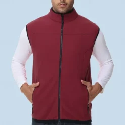 Men's Hiking Vest Sleeveless Top Outdoor Thermal Warm Fleece Lining Winter Classic POLY Patchwork Black Red Navy Blue