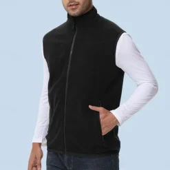 Men's Hiking Vest Sleeveless Top Outdoor Thermal Warm Fleece Lining Winter Classic POLY Patchwork Black Red Navy Blue