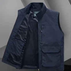 Men's Hiking Vest Sleeveless Vest Outdoor Quick Dry Comfortable Multiple Pockets Polyester Black Army Green Khaki Hunting Fishing Climbing