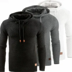 Men's Hoodie Apricot Black White Army Green Red Hooded Plain Jacquard Pocket Ribbed Textured Sports & Outdoor Daily Holiday Polyester Streetwear Basic Casual Spring & Fall Clothing Apparel Hoodies