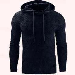 Men's Hoodie Apricot Black White Army Green Red Hooded Plain Jacquard Pocket Ribbed Textured Sports & Outdoor Daily Holiday Polyester Streetwear Basic Casual Spring & Fall Clothing Apparel Hoodies